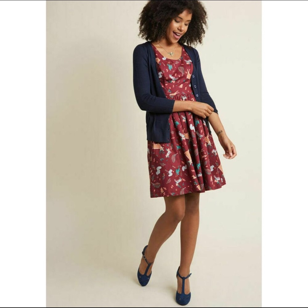 Modcloth Optimistic Effect Forest Critters Dress - image 2